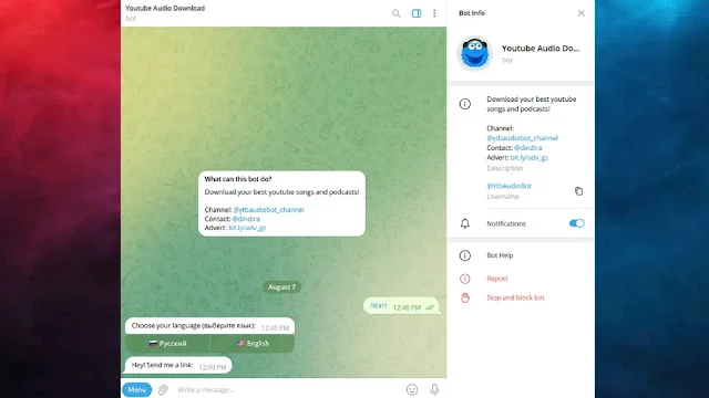 YouTube Audio Download Telegram Bot